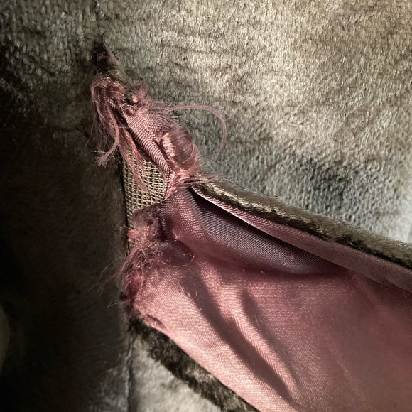 Vintage 60s Chocolate Brown Faux Fur Mink Collar 3/4 Sleeve Coat Women's M - Picture 14 of 16